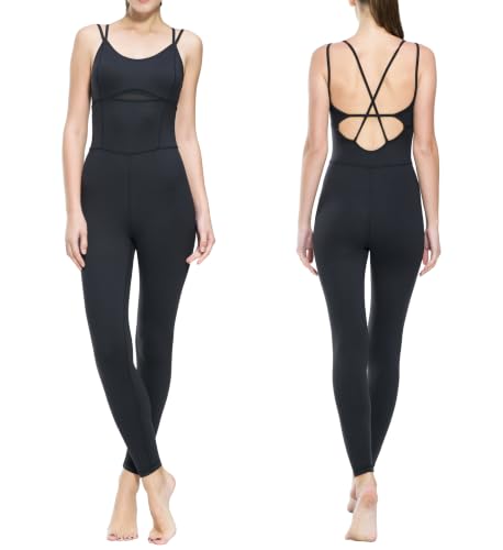 Image of LOVESOFT Workout Jumpsuits for Women Sleevesless Bodycon Backless Unitard