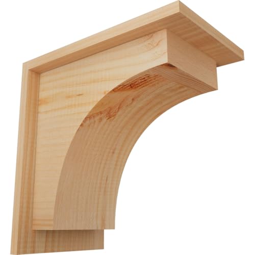 Ekena Millwork COR08X12X12HUN01SDF 7 1/2"W x 12"D x 12"H Huntington Smooth Corbel w/Backplate, Douglas Fir