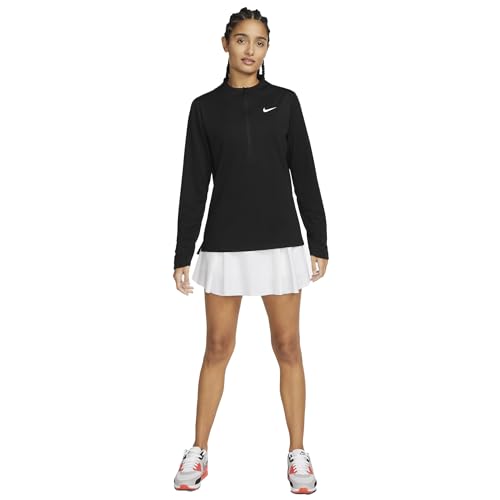 Nike Dri-FIT UV Advantage - Camiseta de golf con media cremallera para mujer, Negro/Blanco, M