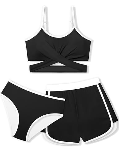 Image of Queenstyle Girls Swimsuits Bikini Set Kids Cutout Bathing Suit Bikini Top Two Piece Girls' Swimwear
