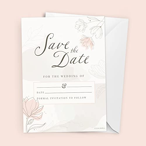 Kirsten McMillan 25 White Wedding Save the Date Cards with Envelopes A6 Wedding Save the Date Cards with Envelopes Designed and Printed in the UK (Pack of 25) - Image 2