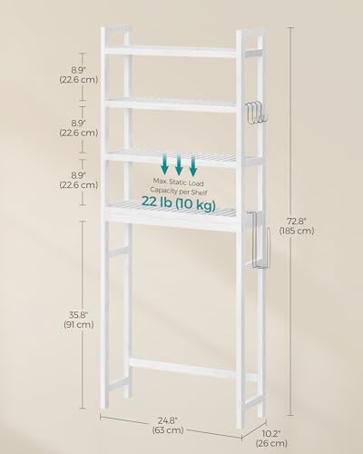 image for SONGMICS Over The Toilet Storage, 4-Tier Over Toilet Bathroom Organize