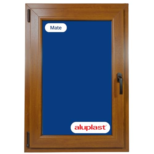 Ventana PVC Reforzada Roble Dorado | Cristal Climalit Mate | Perfil Aluplast | Entrega 24/48h (700x1000 Izquierda Vidrio Mate)