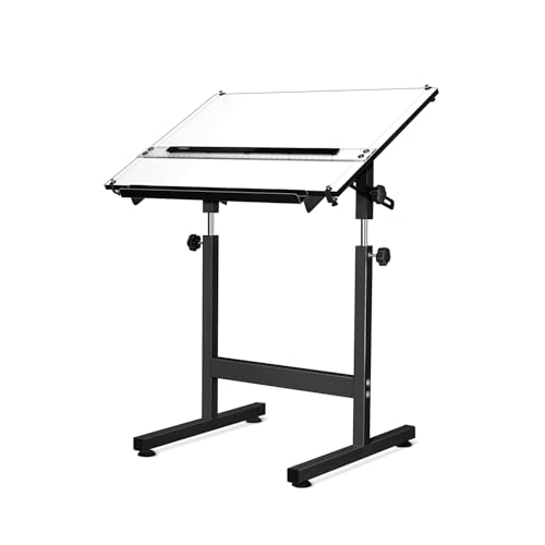 Image of Isomars Drawing & Drafting Table - Scholar with A1 Full ImperialParallel Bar Drafting Board Stand & Stool Adjustable Height & Angles for Architects, Engineers, Designers, Students & Professionals
