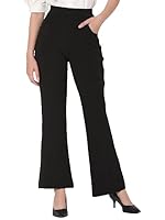 Plus Size Women Tummy Shaper Bell Bottom Pants | High-Waist | Stretchable | Wide Waistband | 2 Pockets | Cloud Soft Fabric | Tummy Tucker Jeggings for Women - Perfect for Every Occasion M Black