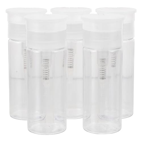 SHOWERORO 5 frascos vacíos para quitaesmalte con dispensador de bomba, 100 ml, transparentes, botellas de viaje para manicura, botella de vacío con bomba manual para alcohol y maquillaje