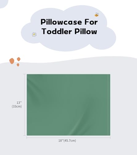 Image of Deep Dream 100% Cotton Toddler Pillowcases Set of 2, 13x18 Inches Fits Baby Pillow Sized 12x16, 13x18, 600 Thread Count Cotton Small Travel Kids Pillow Case with Envelope Closure, Forest Green