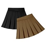 Dalukit 2 Pack Toddler Baby Girls Pleated Skirt Baby Girls Uniform Skirt Built in Shorts Tennis Casual Skorts for Little Kid Dark Brown/Black