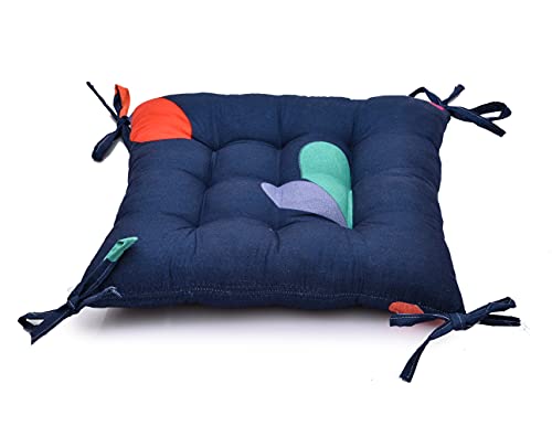 Image of COZY FURNISH Microfiber Cotton Chair Pads with Four Corner Ties 16x16(Inches) 41X41(CM) Square, Pack of 2 | Extra-Comfortable & Soft Seat Cushions | Ergonomic Pillows