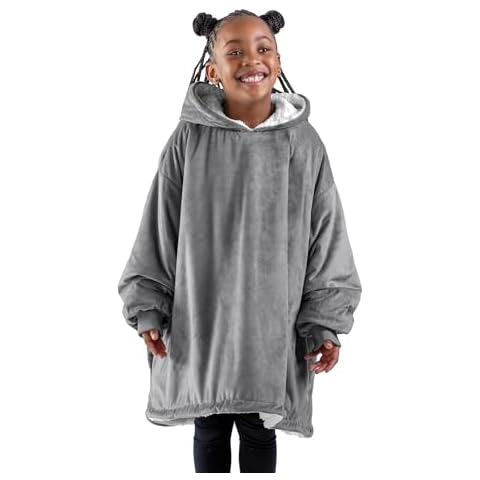 Bare Home Kids Sherpa Fleece Blanket Hoodie Cover