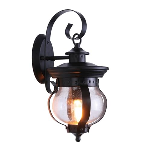 Applique murale extérieure étanche contre la rouille luminaire rétro E27 verre pour porche