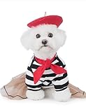 Impoosy Dog Artist Dress with Cute Beret Hat and Necklace Painter Pet Clothes for Small Dog Lace Tutu Skirts Puppy Dresses for Dogs Cats (S)