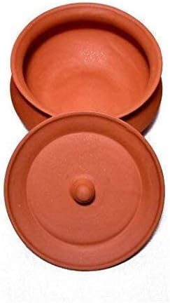 HC THE CRAFTSHandi Bowl, Brown, 900 ML, Hand-built Clay, Rustic, Round, Curd, Dal, Curry, Cooking Bowl with Lid