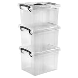 AG BOX Cajas De Almacenamiento 3pz Transparentes 6 Litros, contenedores de almacenamiento con tapa, Set de 3 cajas...