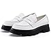 Cestfini Women's Chunky Loafers Platform Comfortable Slip-On Dressy Business Casual Fashion Outfit Loafer Shoes LF04W-184-RT-PAPENT White-7.5