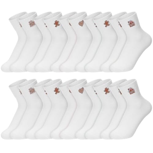 Image of Eurzom 10 Pairs Socks Womens Crew Elastic Ankle Length Cotton Socks Aesthetic Cute Lightweight Low Cut Gifts for Women