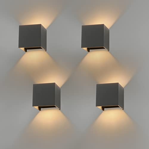 Klighten 4 Stück 12W LED Außenwandleuchten,IP 65,Effektleuchte Wandlampe...