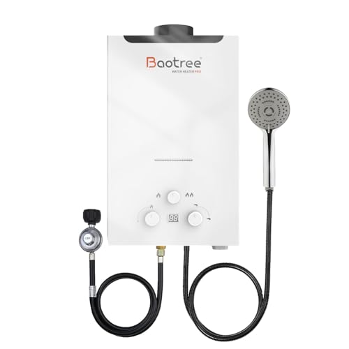 14L Tankless Water Heater Propane with Digital Display, 3.66 GPM Portable Instant Hot Gas RV Water Heater with Overheating Protection for Indoor and Camping,85300 BTU