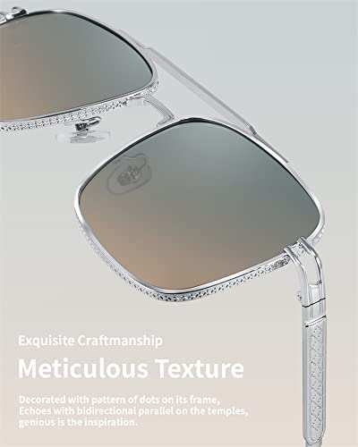 FEISEDY Retro Square Aviator Sunglasses for Men Women Vintage 70s Pilot Shades Classic Metal Frame B28453