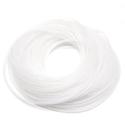 WorthPlanet Gaine Spirale Flexible Universel en Polyéthylène 4 mm Tube d'Enroulement de Câble en Spirale pour Protéger Câble D'ordinateur, Cordon d'alimentation, Câble de Souris, Fil W160006 (Blanc) Cover