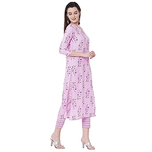 Image of GoSriKi Women's Cotton Straight Printed Kurta with Pant