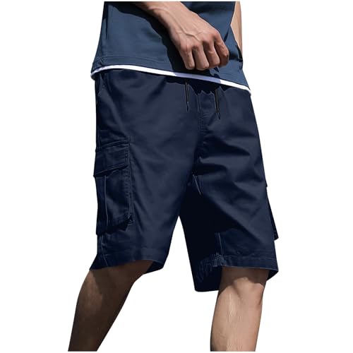 Image of Mens Cargo Shorts Lightweight Stretch Outdoor Hiking Short Gym Casual Shorts Drawstring Elastic Waist Multi Pockets