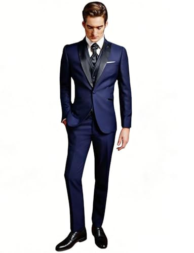 Costume pour homme slim fit 3 pièces veste formelle gilet pantalon ensemble de cérémonie chic