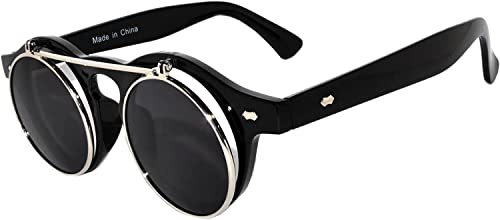 OWL Steampunk Vintage Retro Round Circle Gothic Hippie Colored Plastic Frame Sunglasses Colored Lens