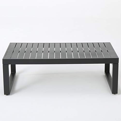 Gdf Studio Nealie Patio Furniture ~ 4 Piece Outdoor Aluminum Chat Set (Dark Grey) #TOP5