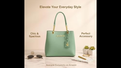 Image of Women's Structured Handbag | Premium Croc-Texture Tote Bag with Chain Handle | Stylish Office & Daily Use Ladies Shoulder Bag