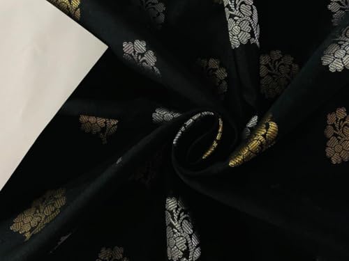 Tissu brocart noir BRO947 or et argent, l'étoffe de prestige