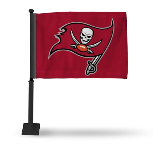 Rico Industries NFL Football Tampa Bay Buccaneers Primary Double Sided Car Flag with Black Pole - 16