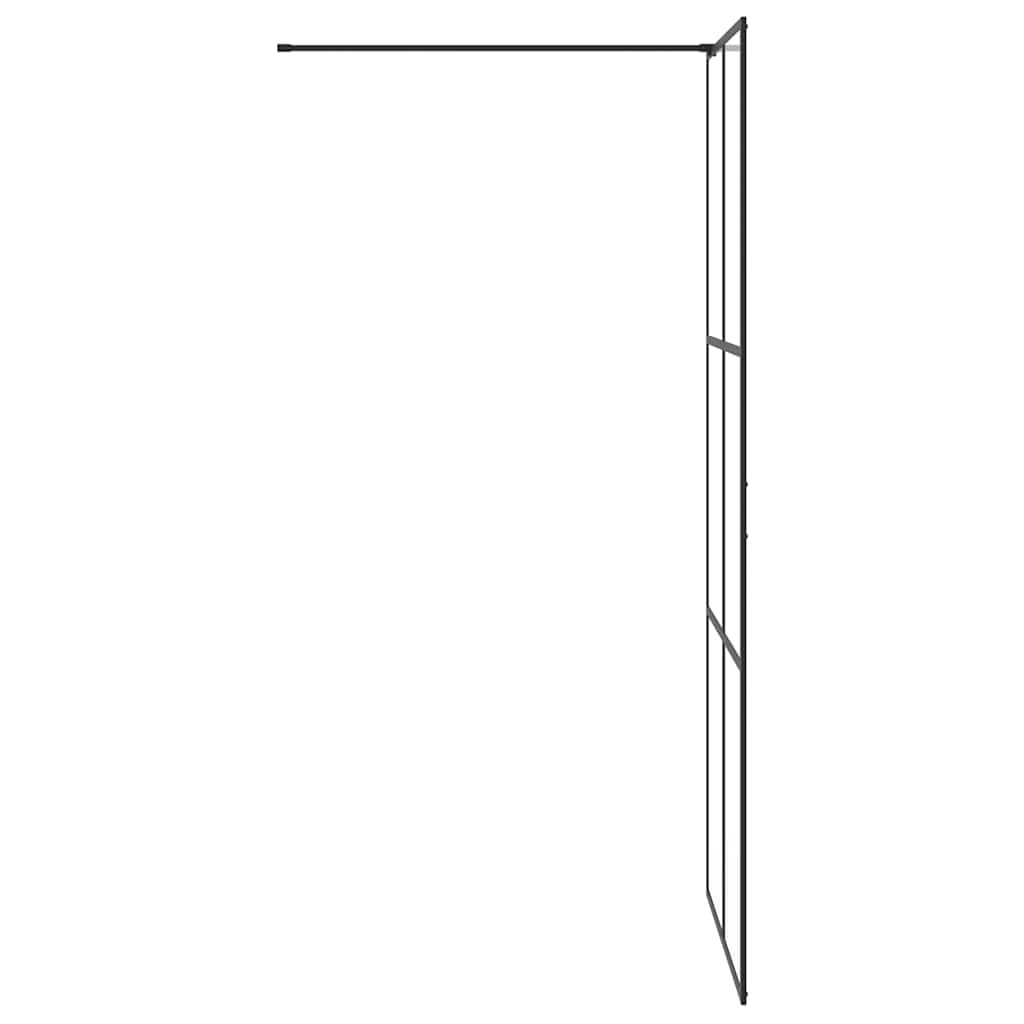 Mampara de ducha de cristal templado transparente de 5 mm con marco de aluminio de 90 x 195 cm para ducha a ras de suelo, incluye perfil ajustable, barra de apoyo y divisor estable como