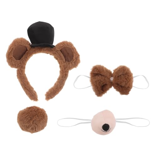 YYZTXF 4pcs Accesorios de Zorro para Vestir - Incluye Anillos de Oso, Cuello, Lazo y Cola para Fiestas de Halloween y Cosplay Animal