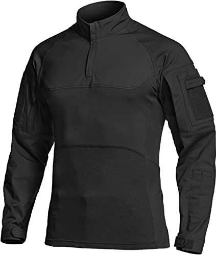 Image of CQR Men's Tactical Combat Shirt, 1 /4 Zip Long Sleeve Breathable Military BDU Training Top for Shooting, Hunting, Range Use