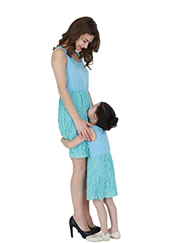 WIWIQS Mommy and Me Floral Printed Dresses Summer Casual Short Sleeve Short Dress Family Matching Outfits3