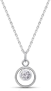 Lumini Crystals Women 925 Sterling Silver Simulated Birthstone Pendant Necklace