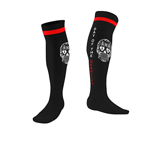 Athletic Knee High Socks- Day of the deadlift- For Powerlifting & CrossFit (black)