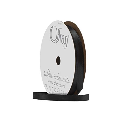 Image of Berwick Offray 072028 1 /4 inch Wide Single Face Satin Ribbon, Black, 6 Yds