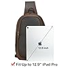 TIDING Leather Sling Chest Bag for Men Crossbody Shoulder Bags Anti Theft Small Backpack for Travel Work Daily Use, Brown #5