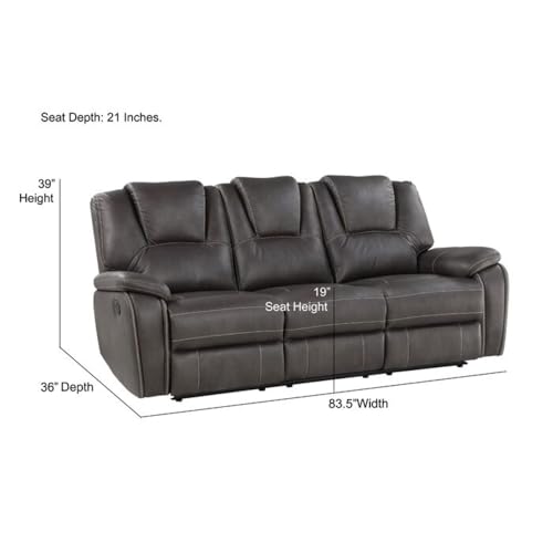 Image of Torque - Alfex 3 Seater Leatherette Manual Recliner | Recliner Sofa /Chair for Living Room, Bedroom, Office | 1 Year Warranty - Grey