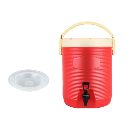 Effonek ミルクティー、豆乳、アイスドリンク、キャンプなどに使える蛇口付き家庭用・業務用の大容量保温バケツ (20L,レッド)