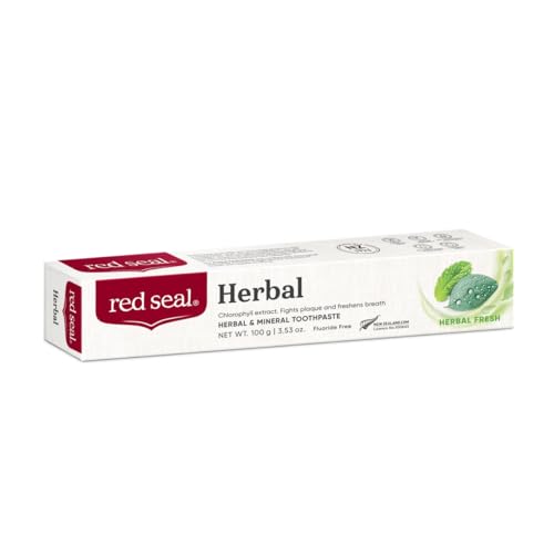 Red Seal Herbal Toothpaste – with No Fluoride, Parabens, Artificial Sweeteners or Colors – A Herbal Based Toothpaste Enhanced with Chlorophyll Suitable for Whole Family 3.88oz