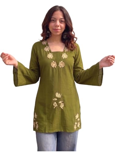 Image of ANNI Designer Cotton Short Kurti for Women | Stylish Kurti | Short Kurti Top | Casual Kurta for Women | Comfortable Cotton Kurtis for Womens