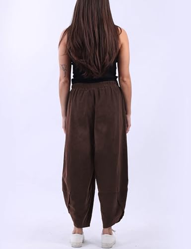 Yeokou Womens Baggy Wide Leg Pants Casual Corduroy Elastic Waist Harem Trousers with Pockets3