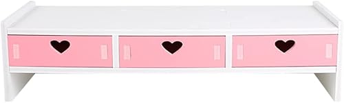 LIFKOME Soporte para monitor con 3 cajones para monitor, soporte para computadora con soporte para teléfono móvil para PC, portátil, impresora