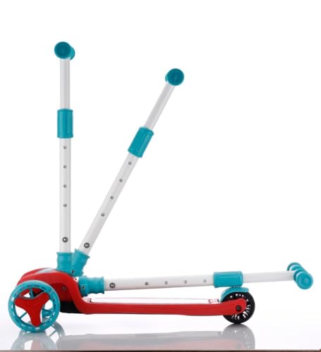Image of JoyRide Road Runner The Smart and Smooth Stark Kids Skate Scooter, 3-Level Adjustable Handle, Anti-Slip Footplate, 3 PU LED Wheels, Rear Brake (RED)