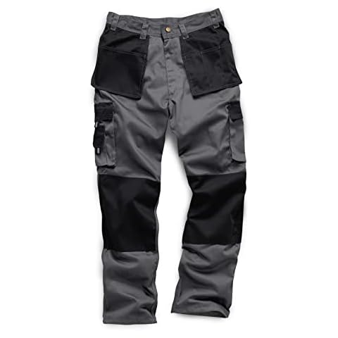 StandSafe Men's Pro Cargo Tuff Combat Heavy Duty Work Trouser Utility Pants, Grey/Black, 34 Waist/Regular Leg 32" Cover