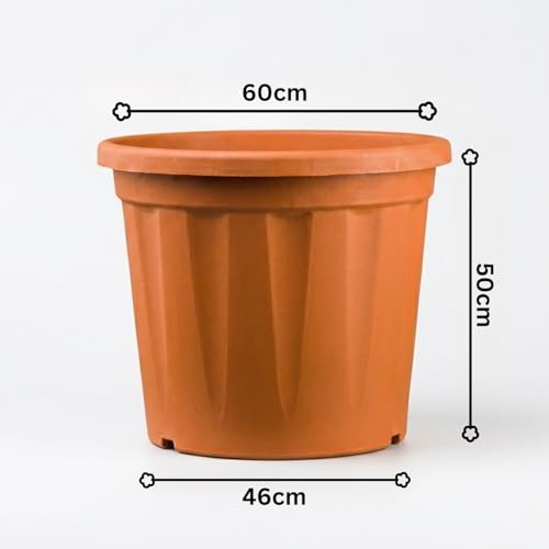 Image of 24 Inch Heavy Duty Plastic Planter | Grower Pot /Garden Pot for Home & Garden (Terracotta) (Pack of 2)