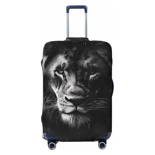 African Lion Black And White Elastic Travel Luggage Cover, Washable Spandex Suitcase Protector, Anti-Scratch Fits 18-32 Inch